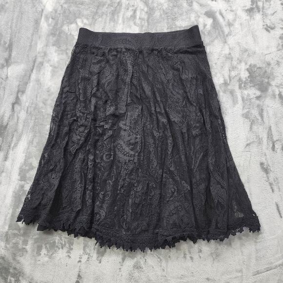 torrid Dresses & Skirts - Torrid Skirt Womens 1  Plus Size 1 1X Black Lace Pleated Pull On Midi Lined